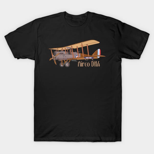 Airco DH.4 Day Bomber British WW1 Biplane Plane Diagram Gift T-Shirt by Battlefields